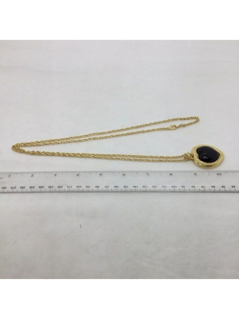 Vintage Ivana Trump Black Jewel Heart Pendant Long Chain Necklace 36" NWOT NIB - Picture 4 of 4